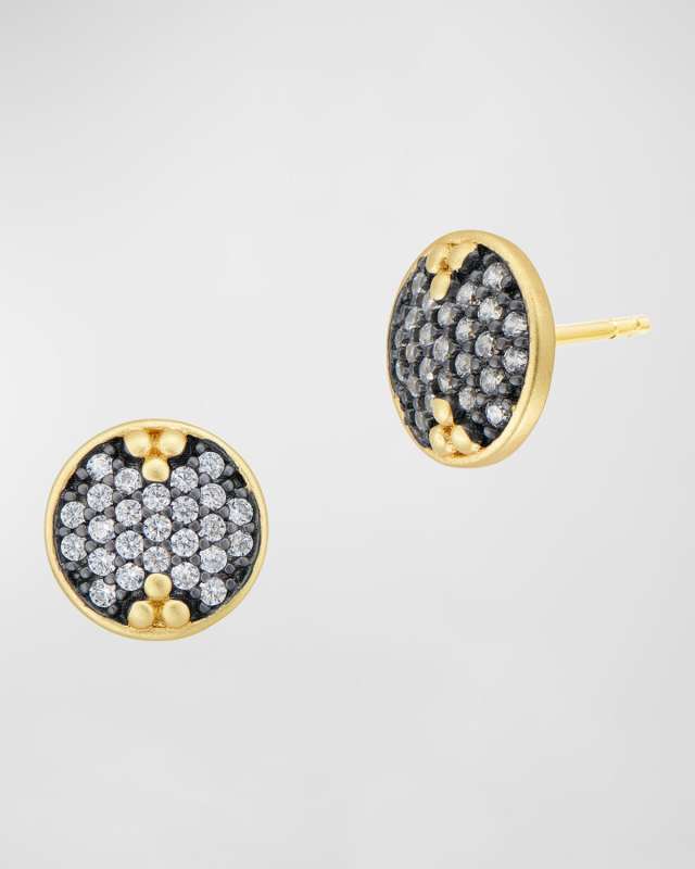 Pave Disc Stud Earrings